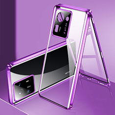 Custodia Lusso Alluminio Laterale Specchio 360 Gradi Cover P01 per Xiaomi Mi Mix 4 5G Viola