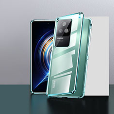 Custodia Lusso Alluminio Laterale Specchio 360 Gradi Cover P01 per Xiaomi Poco F4 5G Verde