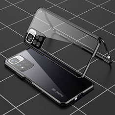 Custodia Lusso Alluminio Laterale Specchio 360 Gradi Cover P01 per Xiaomi Poco X4 NFC Nero