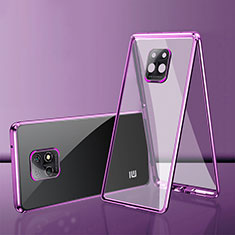 Custodia Lusso Alluminio Laterale Specchio 360 Gradi Cover P01 per Xiaomi Redmi 10X Pro 5G Viola