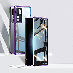 Custodia Lusso Alluminio Laterale Specchio 360 Gradi Cover P01 per Xiaomi Redmi K50 Ultra 5G Viola