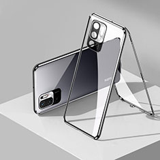 Custodia Lusso Alluminio Laterale Specchio 360 Gradi Cover P01 per Xiaomi Redmi Note 10 5G Nero
