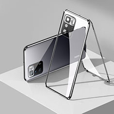 Custodia Lusso Alluminio Laterale Specchio 360 Gradi Cover P01 per Xiaomi Redmi Note 10 Pro 5G Nero