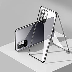 Custodia Lusso Alluminio Laterale Specchio 360 Gradi Cover P01 per Xiaomi Redmi Note 10T 5G Nero