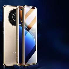 Custodia Lusso Alluminio Laterale Specchio 360 Gradi Cover P02 per Huawei Honor Magic4 Lite 5G Oro