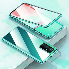 Custodia Lusso Alluminio Laterale Specchio 360 Gradi Cover P02 per OnePlus 9 5G Verde