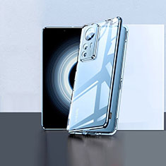 Custodia Lusso Alluminio Laterale Specchio 360 Gradi Cover P02 per Xiaomi Mi 12T 5G Blu