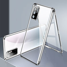 Custodia Lusso Alluminio Laterale Specchio 360 Gradi Cover P02 per Xiaomi Redmi Note 10 5G Argento
