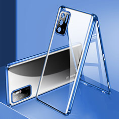 Custodia Lusso Alluminio Laterale Specchio 360 Gradi Cover P02 per Xiaomi Redmi Note 10 5G Blu