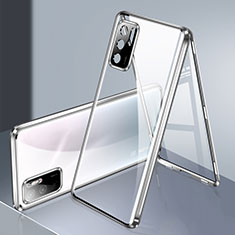 Custodia Lusso Alluminio Laterale Specchio 360 Gradi Cover P02 per Xiaomi Redmi Note 11 SE 5G Argento