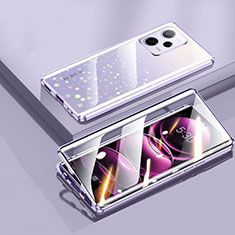 Custodia Lusso Alluminio Laterale Specchio 360 Gradi Cover P02 per Xiaomi Redmi Note 12 Explorer Viola