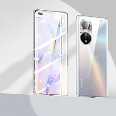 Custodia Lusso Alluminio Laterale Specchio 360 Gradi Cover P03 per Huawei Honor 50 Pro 5G Argento