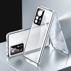 Custodia Lusso Alluminio Laterale Specchio 360 Gradi Cover P03 per Xiaomi Mi 12T 5G Argento