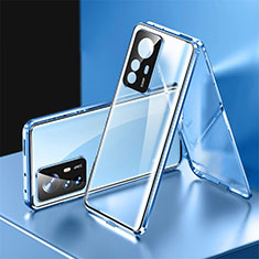 Custodia Lusso Alluminio Laterale Specchio 360 Gradi Cover P03 per Xiaomi Mi 12T 5G Blu