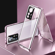 Custodia Lusso Alluminio Laterale Specchio 360 Gradi Cover P03 per Xiaomi Mi 12T 5G Viola