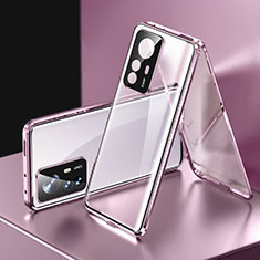 Custodia Lusso Alluminio Laterale Specchio 360 Gradi Cover P03 per Xiaomi Redmi K50 Ultra 5G Viola