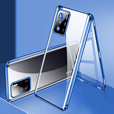 Custodia Lusso Alluminio Laterale Specchio 360 Gradi Cover P03 per Xiaomi Redmi Note 10 Pro 5G Blu
