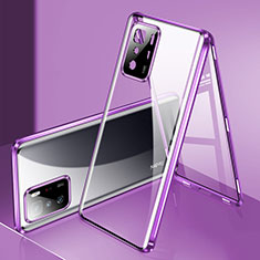 Custodia Lusso Alluminio Laterale Specchio 360 Gradi Cover P03 per Xiaomi Redmi Note 10 Pro 5G Viola
