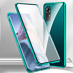 Custodia Lusso Alluminio Laterale Specchio 360 Gradi Cover P03 per Xiaomi Redmi Note 12S Verde