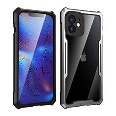 Custodia Lusso Alluminio Laterale Specchio 360 Gradi Cover per Apple iPhone 12 Mini Argento e Nero