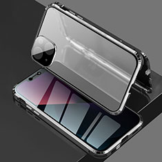 Custodia Lusso Alluminio Laterale Specchio 360 Gradi Cover per Apple iPhone 13 Mini Nero