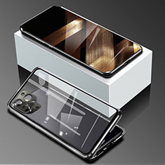 Custodia Lusso Alluminio Laterale Specchio 360 Gradi Cover per Apple iPhone 14 Pro Max Nero