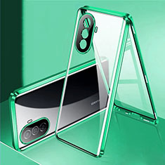 Custodia Lusso Alluminio Laterale Specchio 360 Gradi Cover per Huawei Enjoy 50 Verde