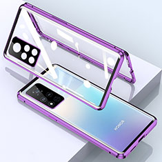 Custodia Lusso Alluminio Laterale Specchio 360 Gradi Cover per Huawei Honor V40 5G Viola