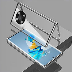 Custodia Lusso Alluminio Laterale Specchio 360 Gradi Cover per Huawei Honor X9 5G Argento