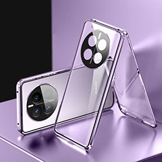 Custodia Lusso Alluminio Laterale Specchio 360 Gradi Cover per Huawei Mate 50E Viola