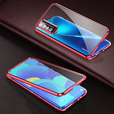 Custodia Lusso Alluminio Laterale Specchio 360 Gradi Cover per Huawei Nova 7 5G Rosso