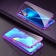 Custodia Lusso Alluminio Laterale Specchio 360 Gradi Cover per Huawei Nova 7 SE 5G Viola