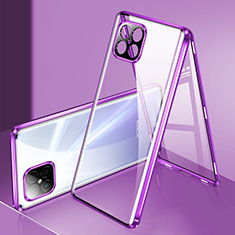 Custodia Lusso Alluminio Laterale Specchio 360 Gradi Cover per Huawei Nova 8 SE 4G Viola