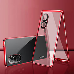 Custodia Lusso Alluminio Laterale Specchio 360 Gradi Cover per Huawei Nova 9 SE Rosso