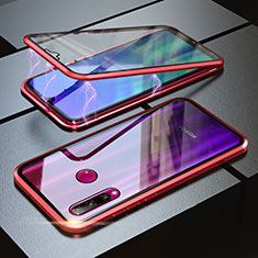 Custodia Lusso Alluminio Laterale Specchio 360 Gradi Cover per Huawei P Smart+ Plus (2019) Rosso