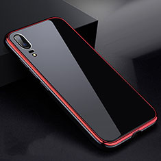 Custodia Lusso Alluminio Laterale Specchio 360 Gradi Cover per Huawei P20 Rosso e Nero