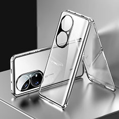 Custodia Lusso Alluminio Laterale Specchio 360 Gradi Cover per Huawei P50e Argento