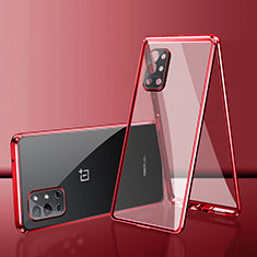 Custodia Lusso Alluminio Laterale Specchio 360 Gradi Cover per OnePlus 9R 5G Rosso