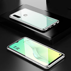 Custodia Lusso Alluminio Laterale Specchio 360 Gradi Cover per Oppo A31 Argento