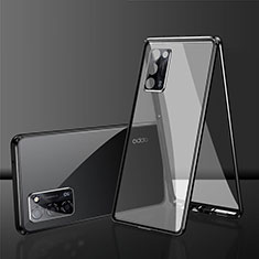 Custodia Lusso Alluminio Laterale Specchio 360 Gradi Cover per Oppo A53s 5G Nero