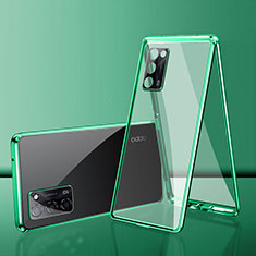 Custodia Lusso Alluminio Laterale Specchio 360 Gradi Cover per Oppo A53s 5G Verde