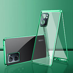 Custodia Lusso Alluminio Laterale Specchio 360 Gradi Cover per Oppo A57 5G Verde