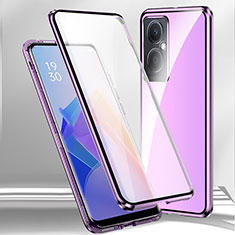 Custodia Lusso Alluminio Laterale Specchio 360 Gradi Cover per Oppo A79 5G Viola