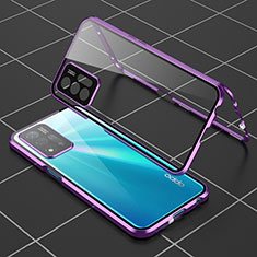 Custodia Lusso Alluminio Laterale Specchio 360 Gradi Cover per Oppo A93s 5G Viola