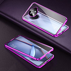 Custodia Lusso Alluminio Laterale Specchio 360 Gradi Cover per Oppo Ace2 Viola