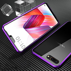 Custodia Lusso Alluminio Laterale Specchio 360 Gradi Cover per Oppo AX5 Viola