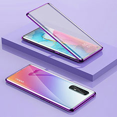 Custodia Lusso Alluminio Laterale Specchio 360 Gradi Cover per Oppo Find X2 Neo Viola