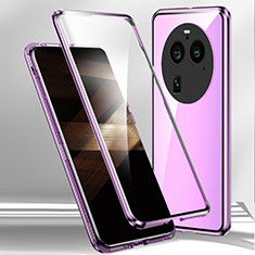 Custodia Lusso Alluminio Laterale Specchio 360 Gradi Cover per Oppo Find X6 5G Viola