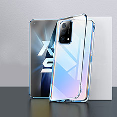 Custodia Lusso Alluminio Laterale Specchio 360 Gradi Cover per Oppo K9 5G Blu