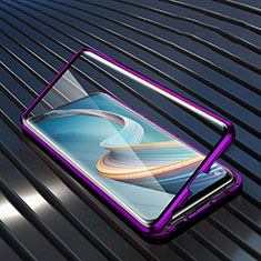 Custodia Lusso Alluminio Laterale Specchio 360 Gradi Cover per Oppo Reno4 Z 5G Viola